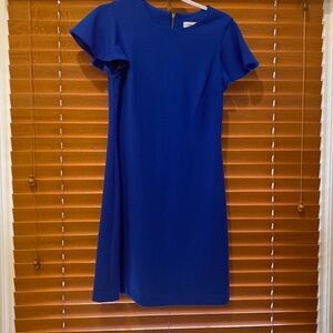 Calvin Klein royal blue stretchy yet elegant with scallop sleeves dress (OL)